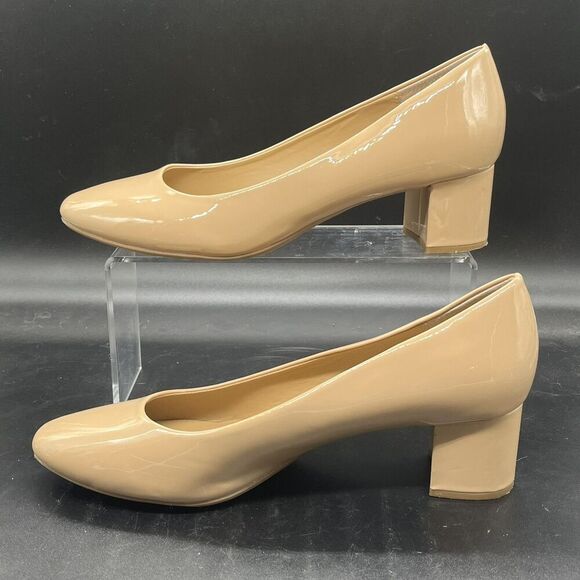 Kelly and Katie womens sabrina heel beige size 11M pump block - Picture 2 of 7
